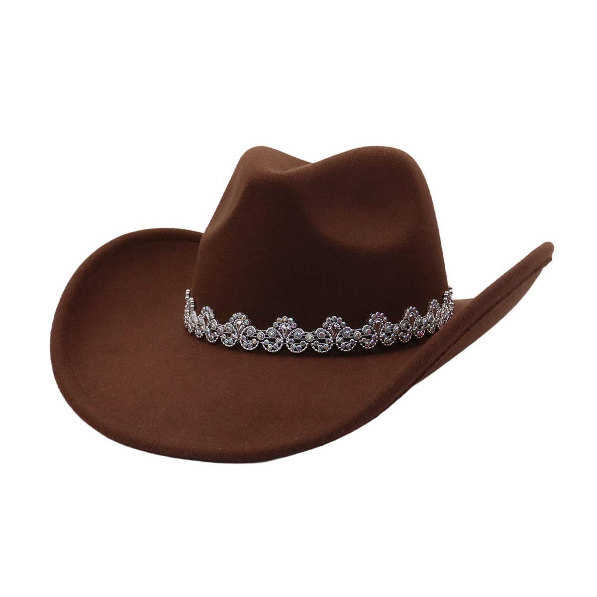 Western Rhinestone Felt Cowboy Hat for Women Men_CWAH04479