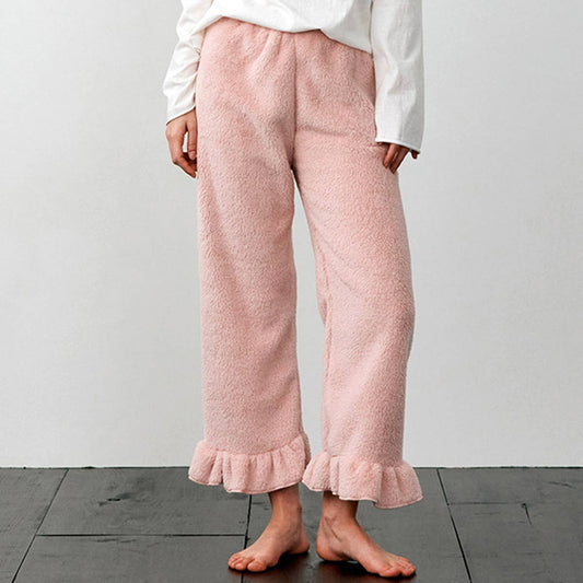 ELASTICATED PAJAMA PANTS WITH FLOUNDERED FEET