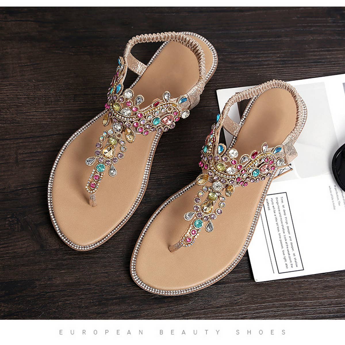 NEW COLOR DIAMOND BEACH ROUND TOE FLAT SHOES