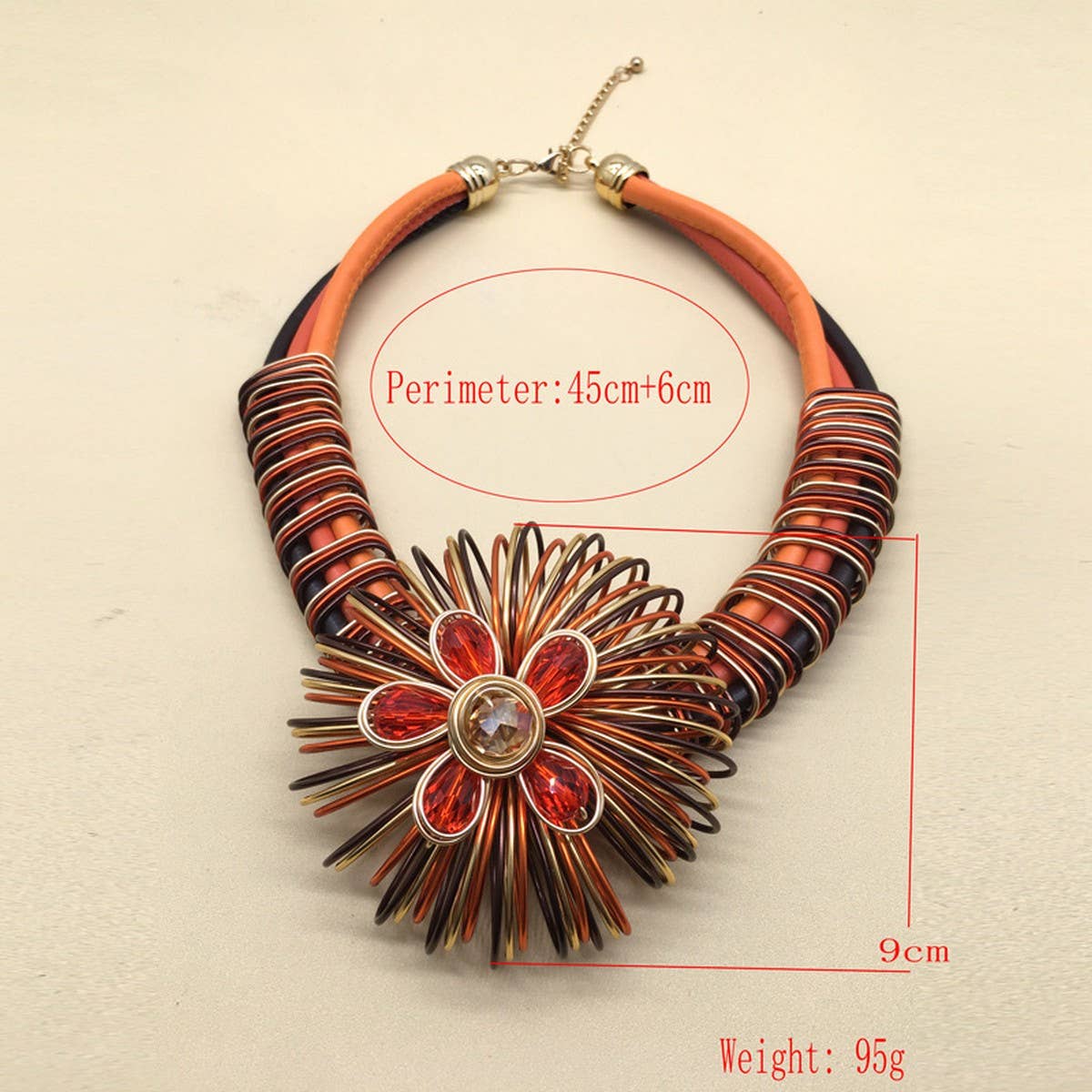 HANDMADE ALUMINUM WIRE FLOWER NECKLACE EARRING SET