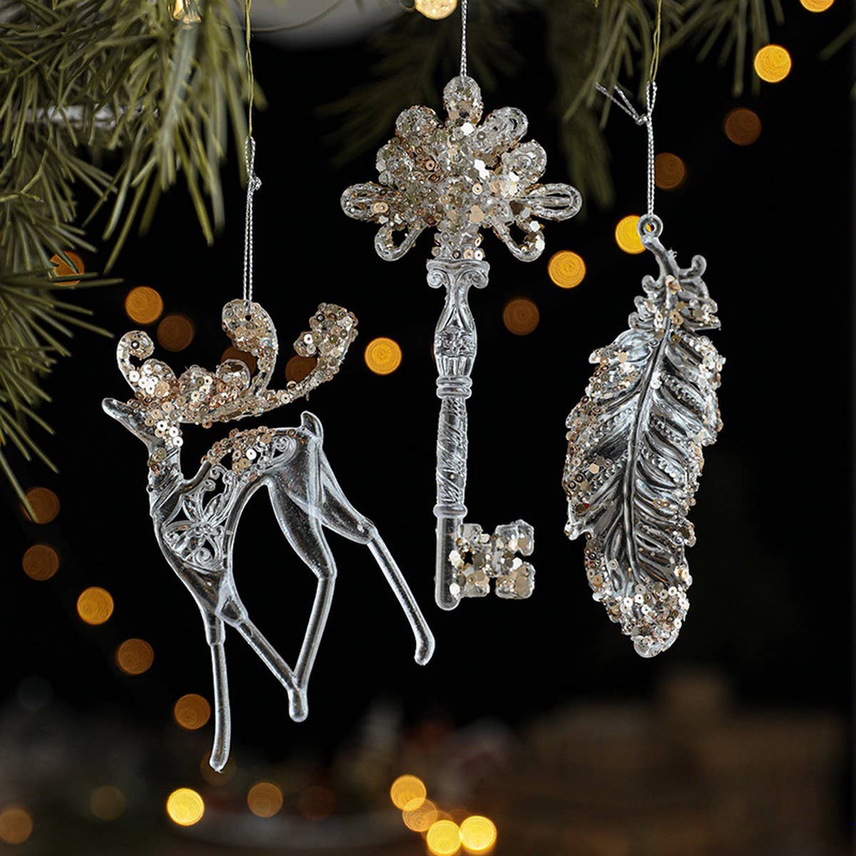 Clear Acrylic Ornament for Festive Christmas Decor