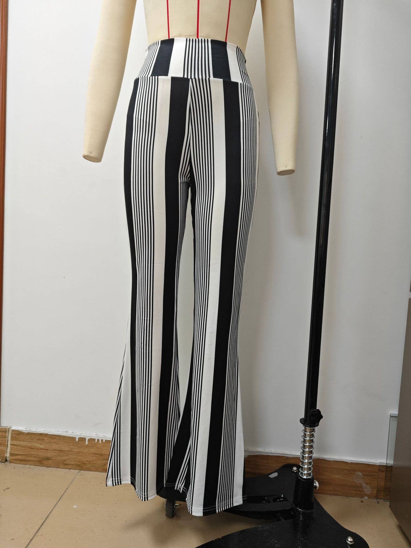 PRINTED TIGHT HEIGHT WAIST CASUAL FLARE PANTS