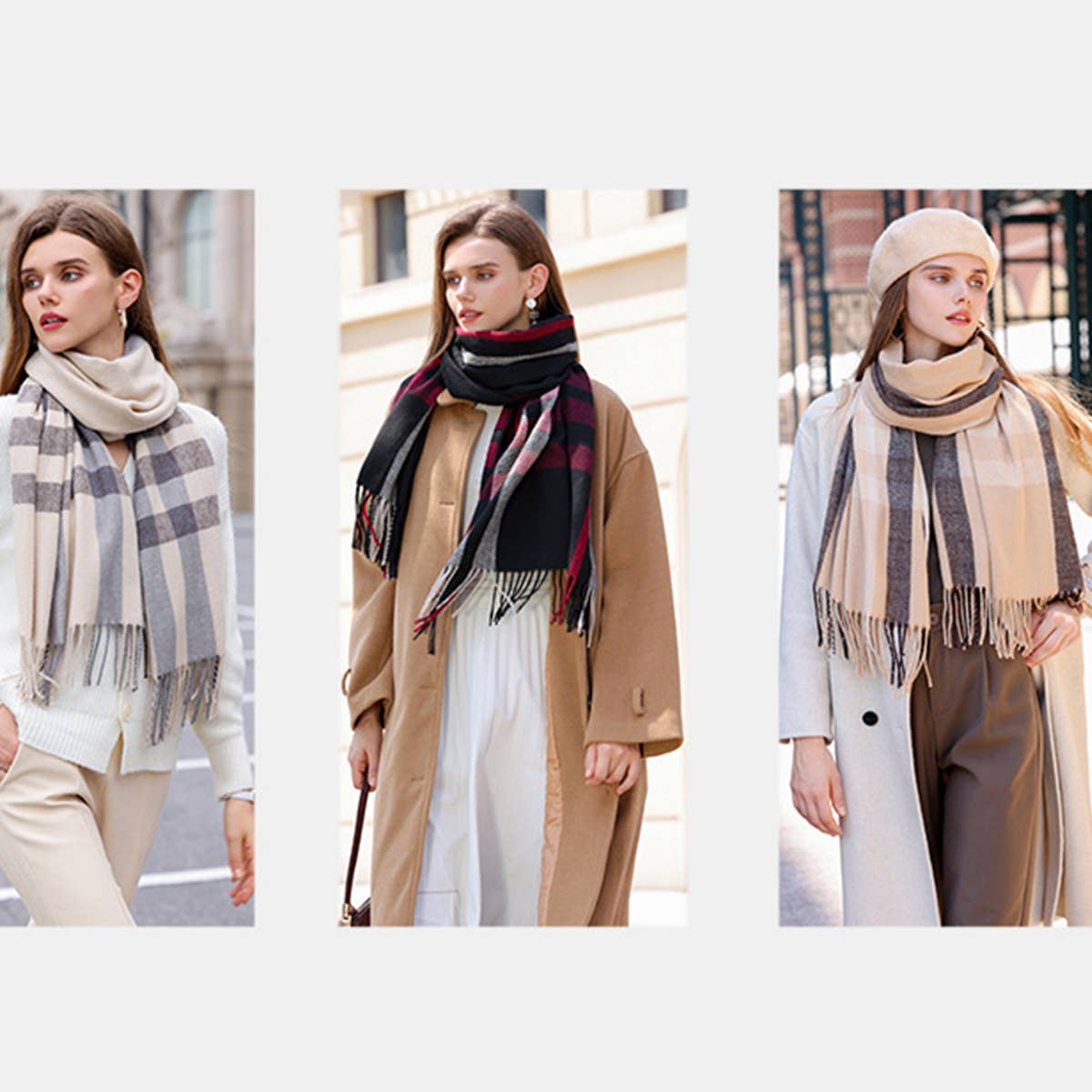 Colorblock Plaid Scarf - Chic Winter Couple Shawl