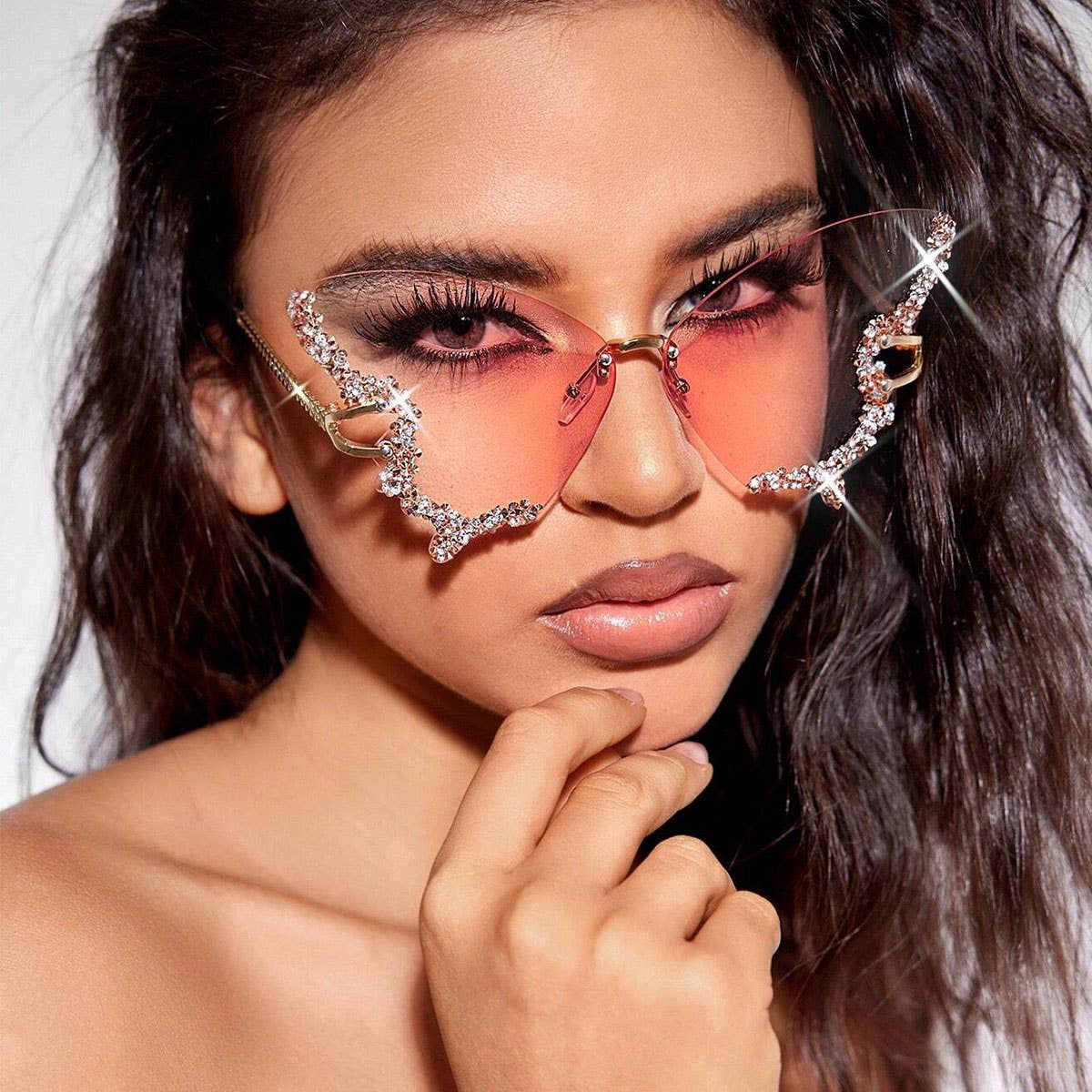 VINTAGE RHINESTONE BUTTERFLY SUNGLASSES