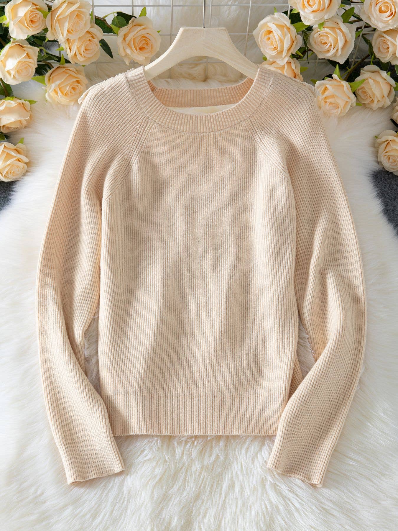 Lace patchwork Elegant backless knitted sweater