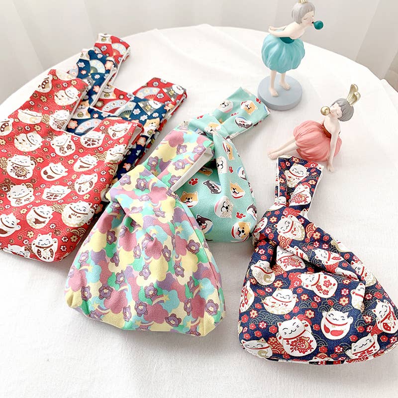 Cute cartoon tie canvas handbag