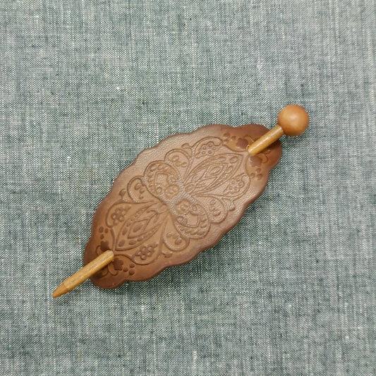 Floral Totem Painted Faux Leather Hair Stick