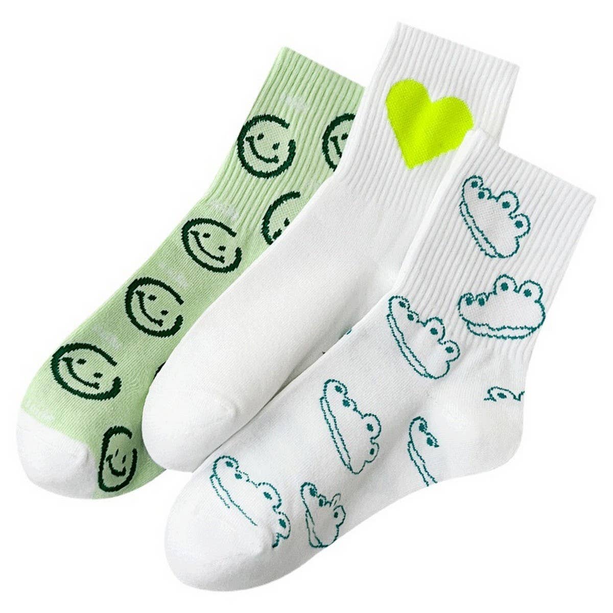 WOMEN'S MIDDLE TUBE CUTE SMILE PATTERN SOCKS