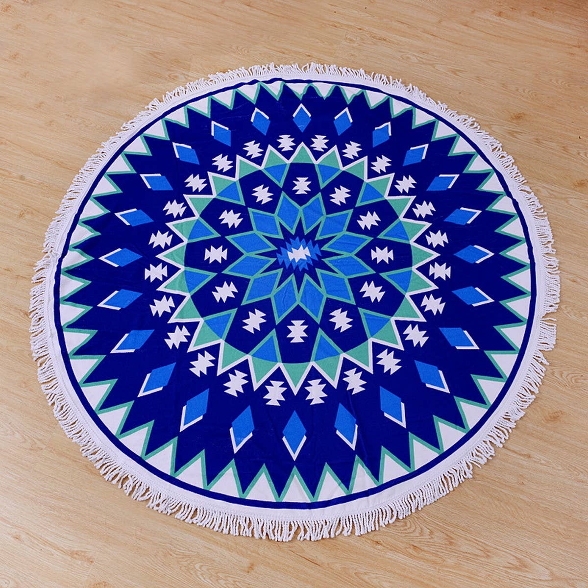 Round Microfiber Tassel Beach Towel Blanket