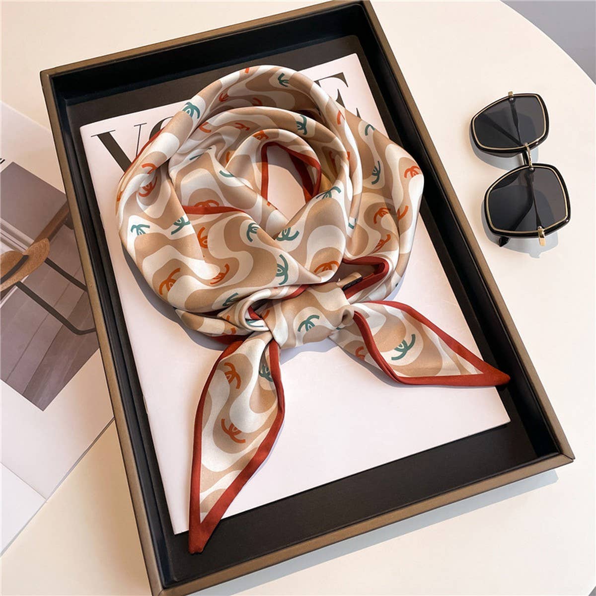 Skinny Silk Scarf for Hair, Neck or Bag Wrap_CWASC1512🎗️