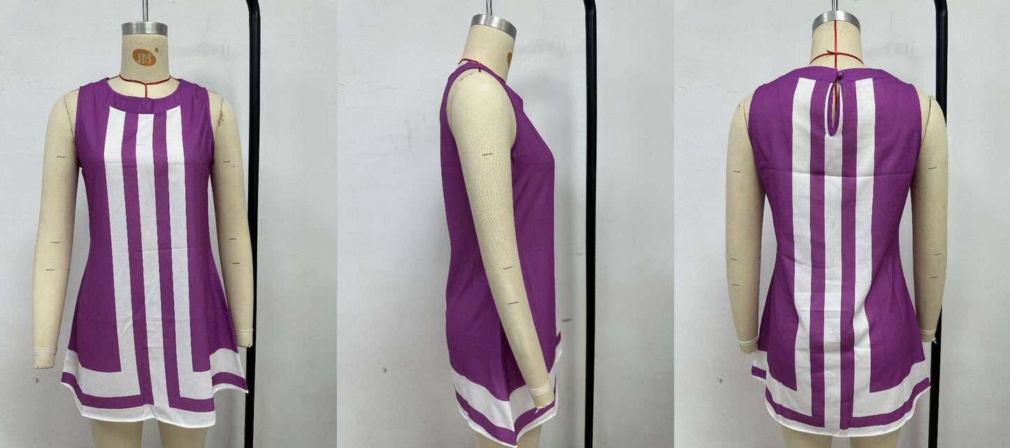 Vacation-style sleeveless loose casual dress