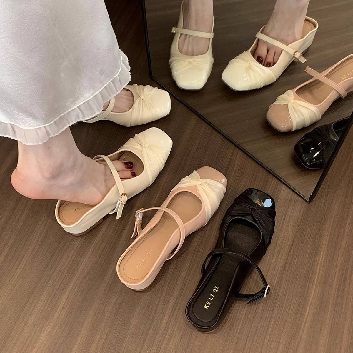 Pink Wedge Mary Jane Mules for Women_CWSHF0081