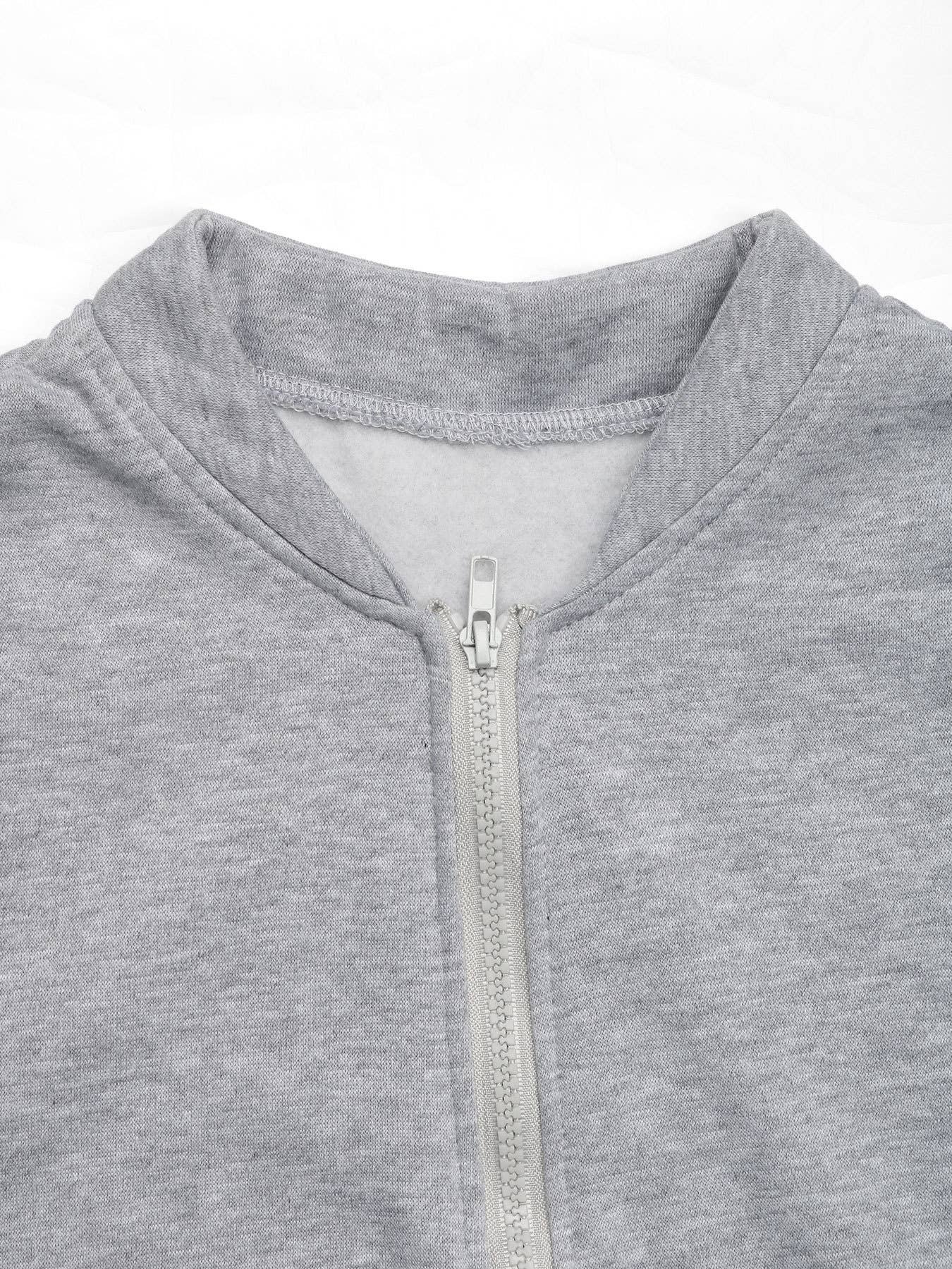 Fleece And Thickened Solid-Color Zipper Jacket