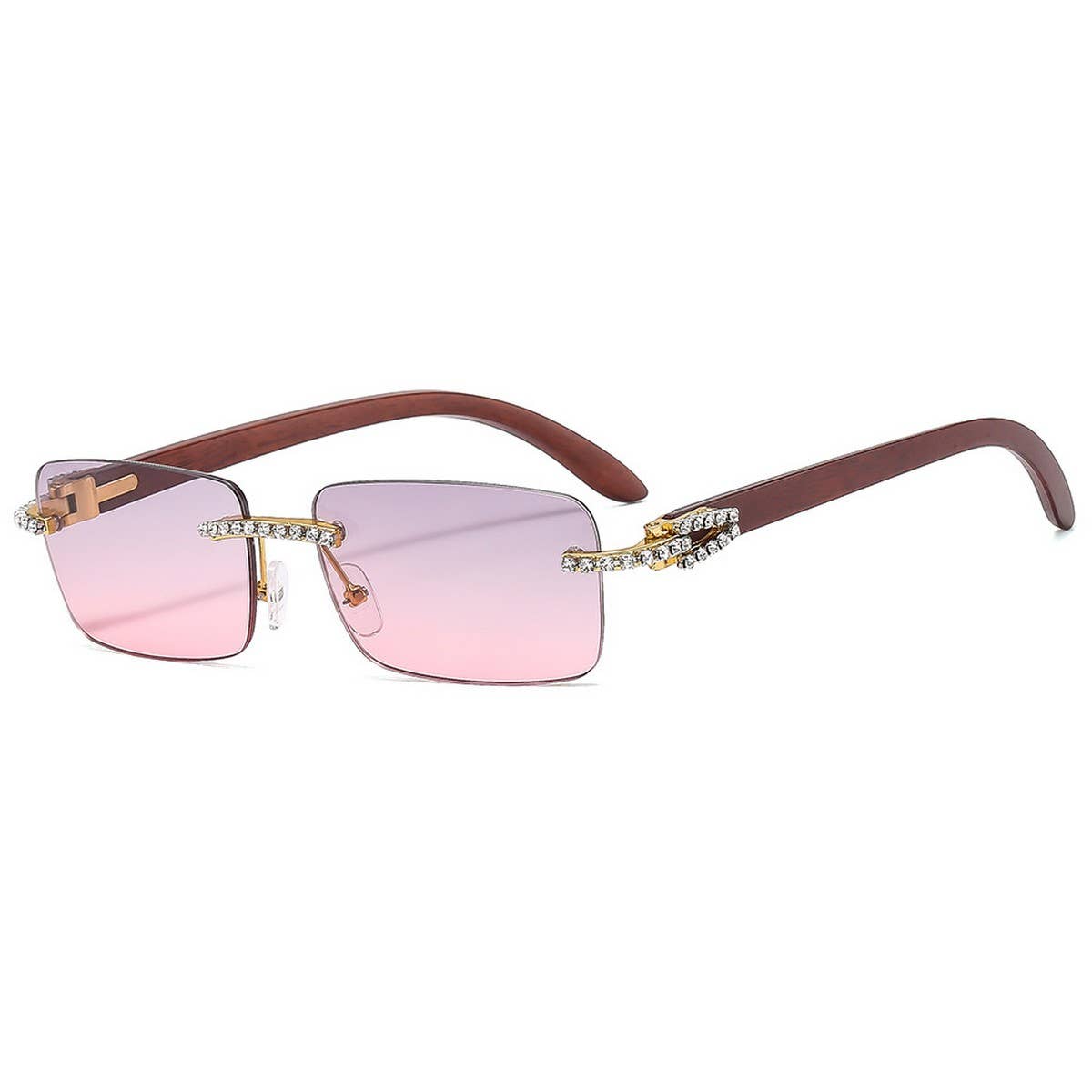 Rhinestone Frameless Square Sunglasses for Women