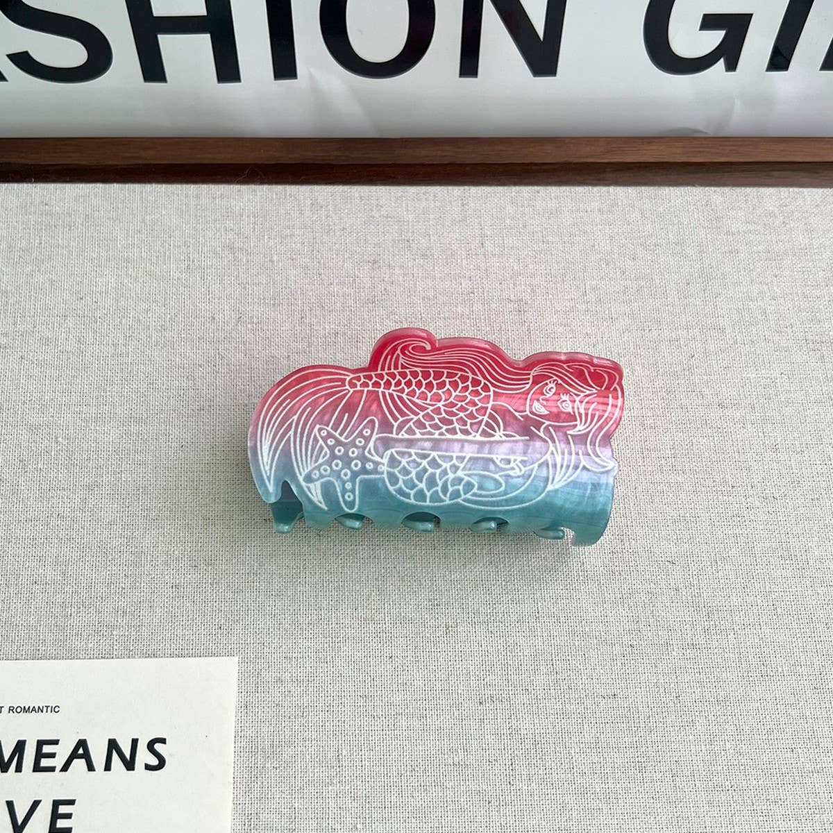 Gradient Bear & Mermaid Claw Clip ? Hand-painted