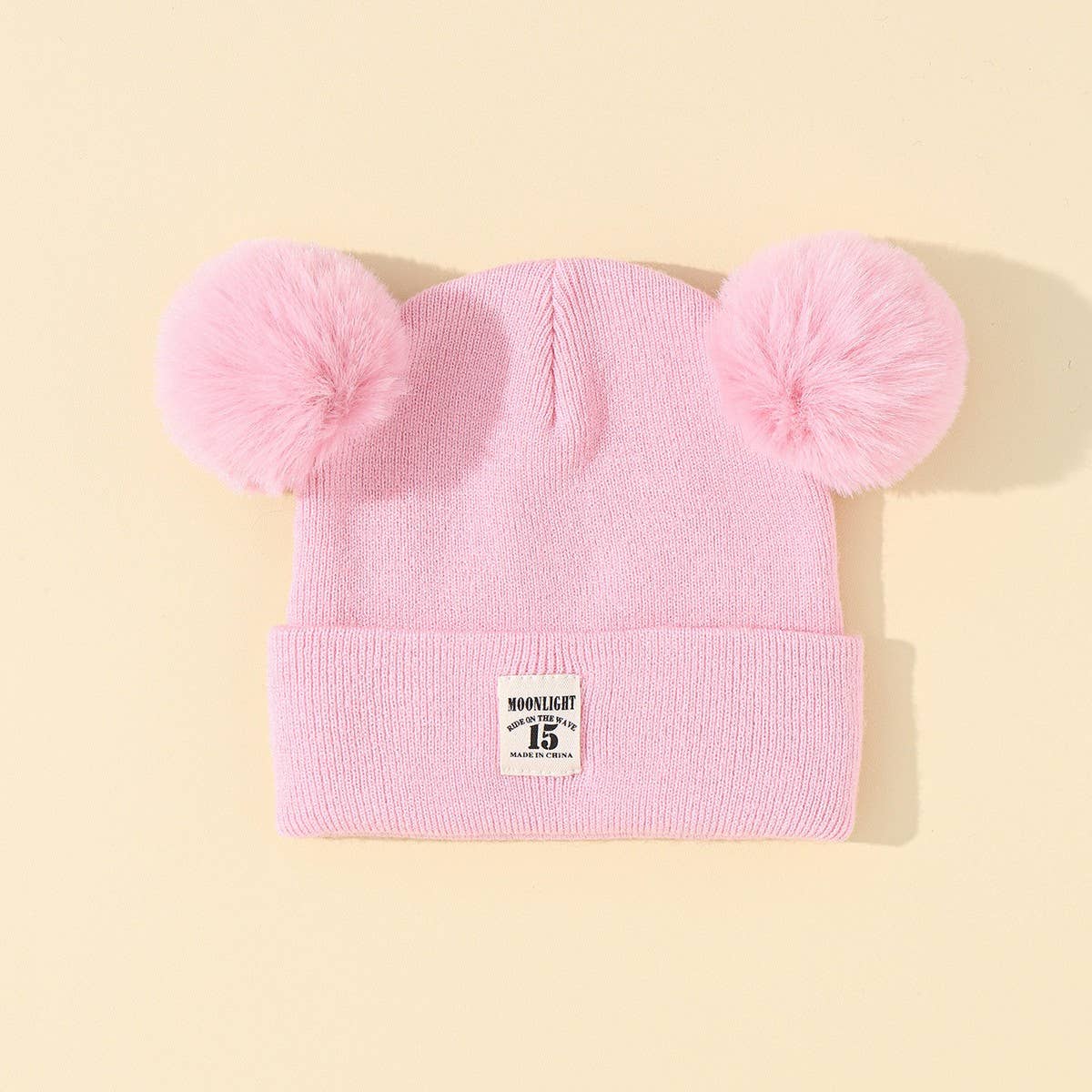 SOLID COLOR CHILDREN'S DOUBLE BALL KNITTED HAT_CWAH1742