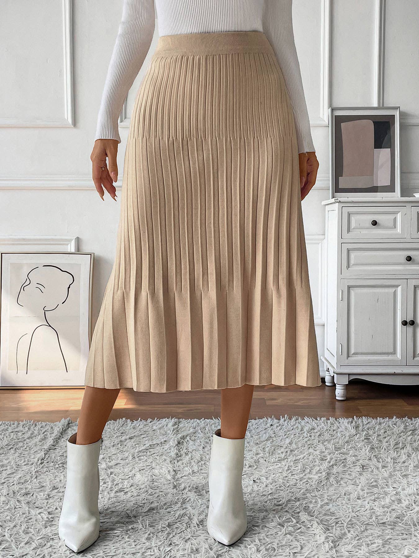 TEMPERAMENT PLEATED PLEATED KNITTED SKIRT
