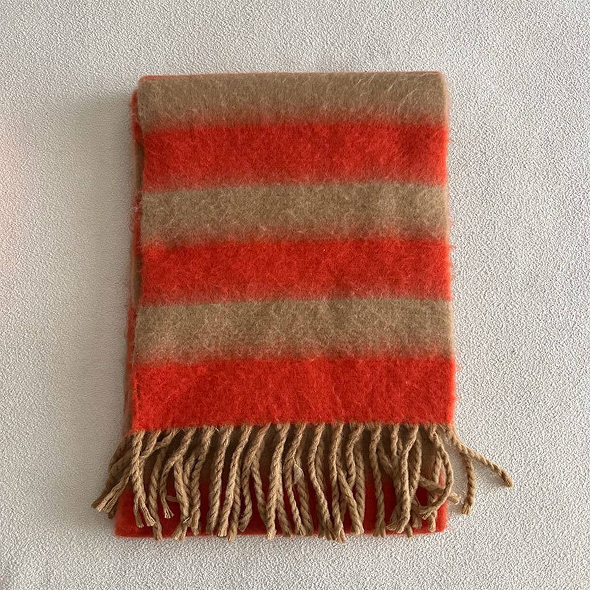 Blue-Brown Stripe Scarf - Thick Winter Wrap_CWASC2332