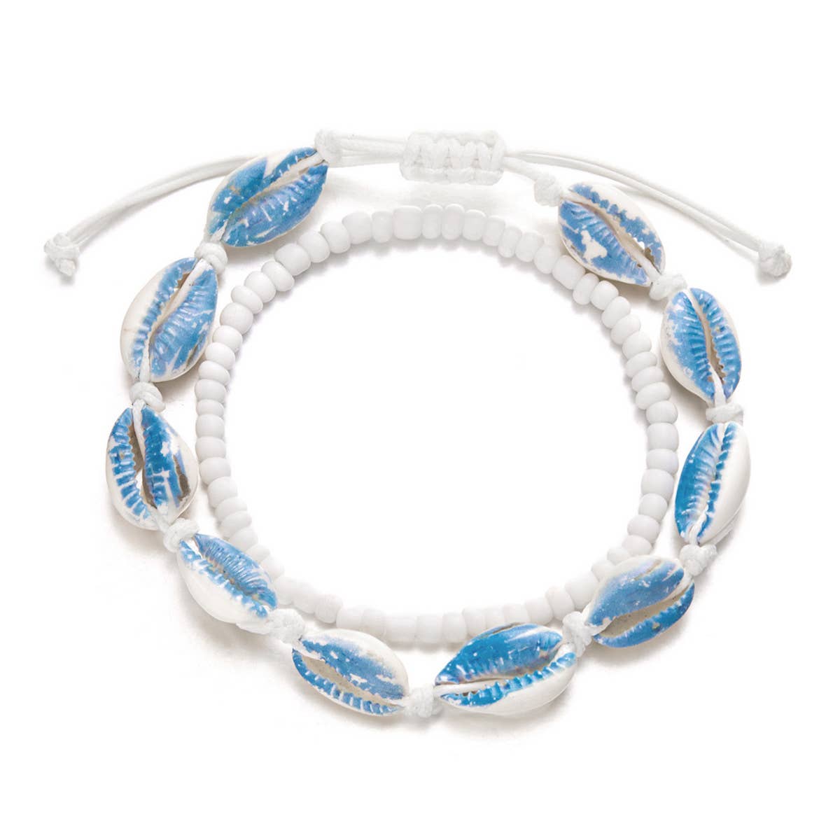 HAND-WOVEN BEACH COLORED SHELL RICE BEAD BRACELET