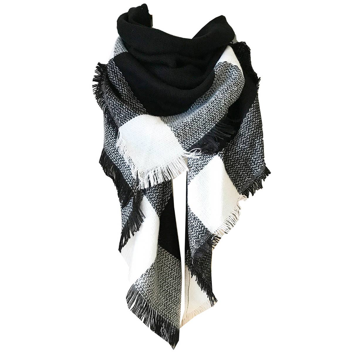 Rainbow Plaid Scarf ??Triangle Winter Shawl_CWASC0116