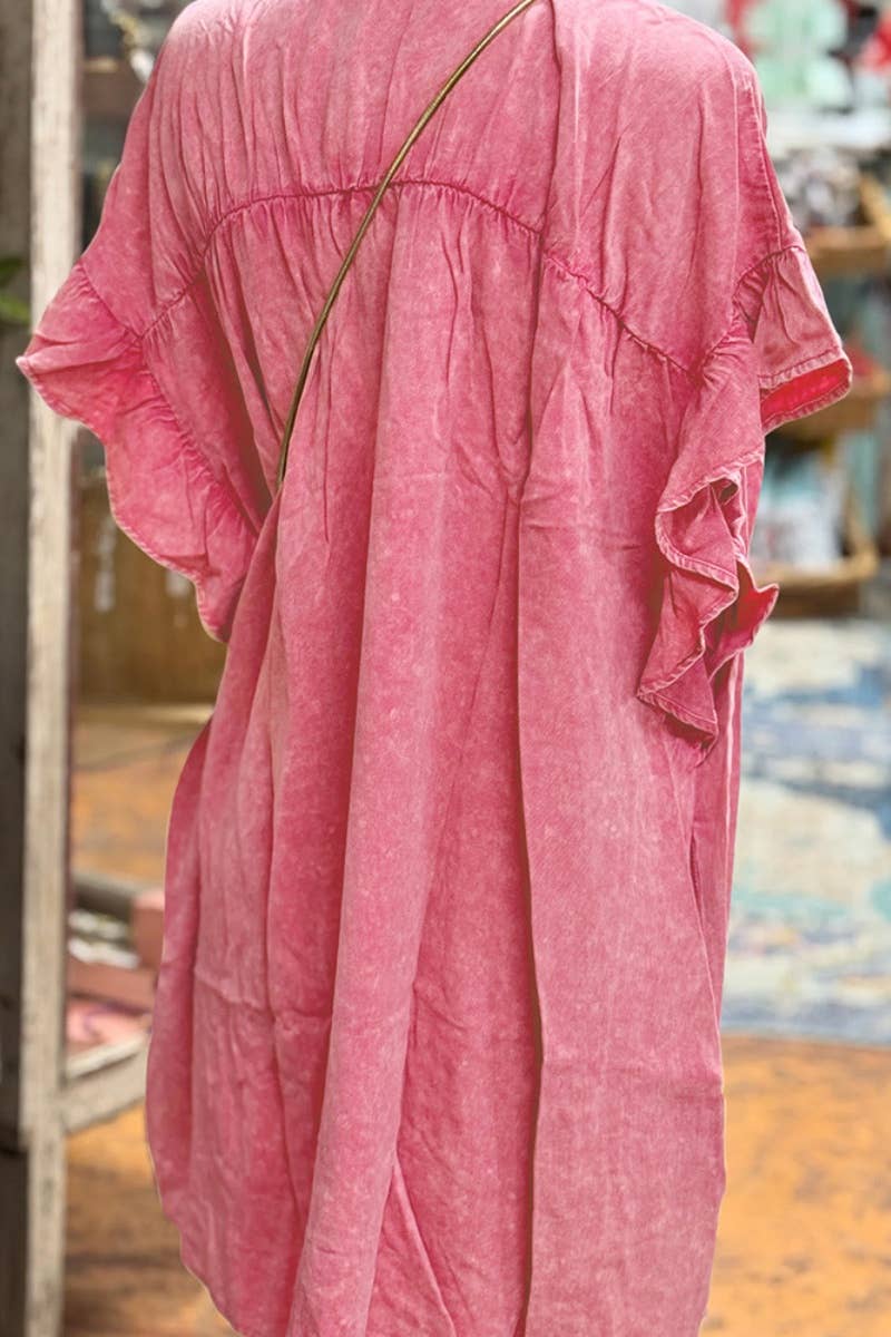 CWDSD5382_SUMMER PEPLUM SHORT SLEEVE SHIRT DRESS SHORT