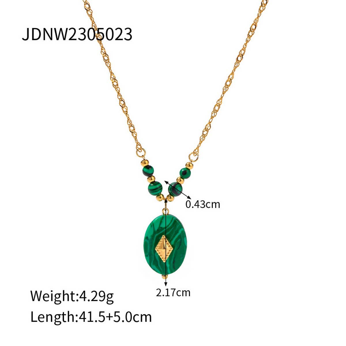 NEW LIGHT LUXURY MALACHITE PENDANT NECKLACE
