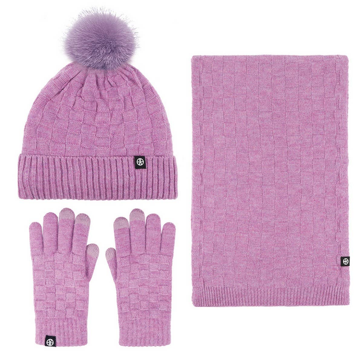 WINTER WARM WOOL HAT SCARF GLOVES THREE-PIECE SET