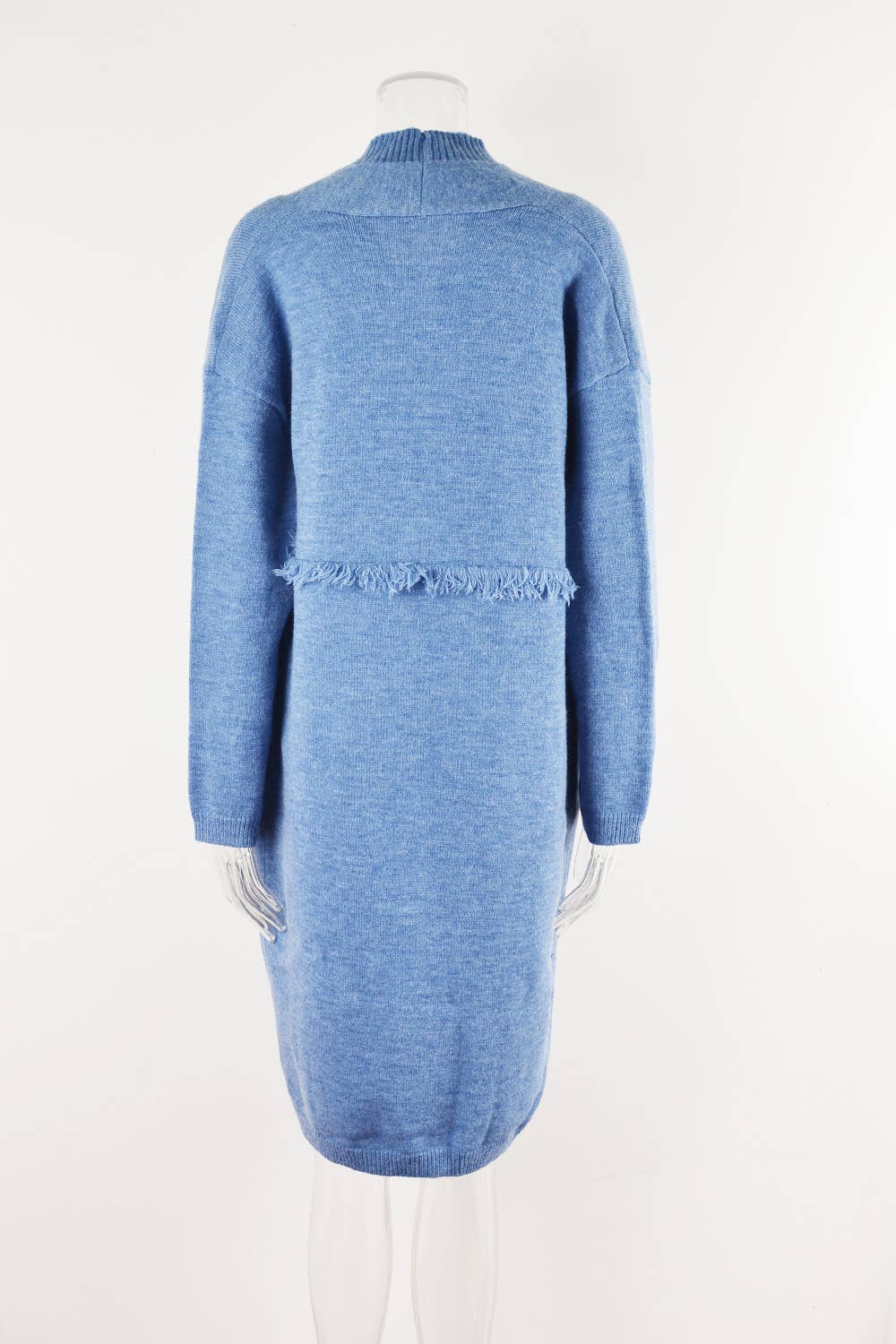 LONG CARDIGAN POCKET STYLE FRINGE COAT SWEATER