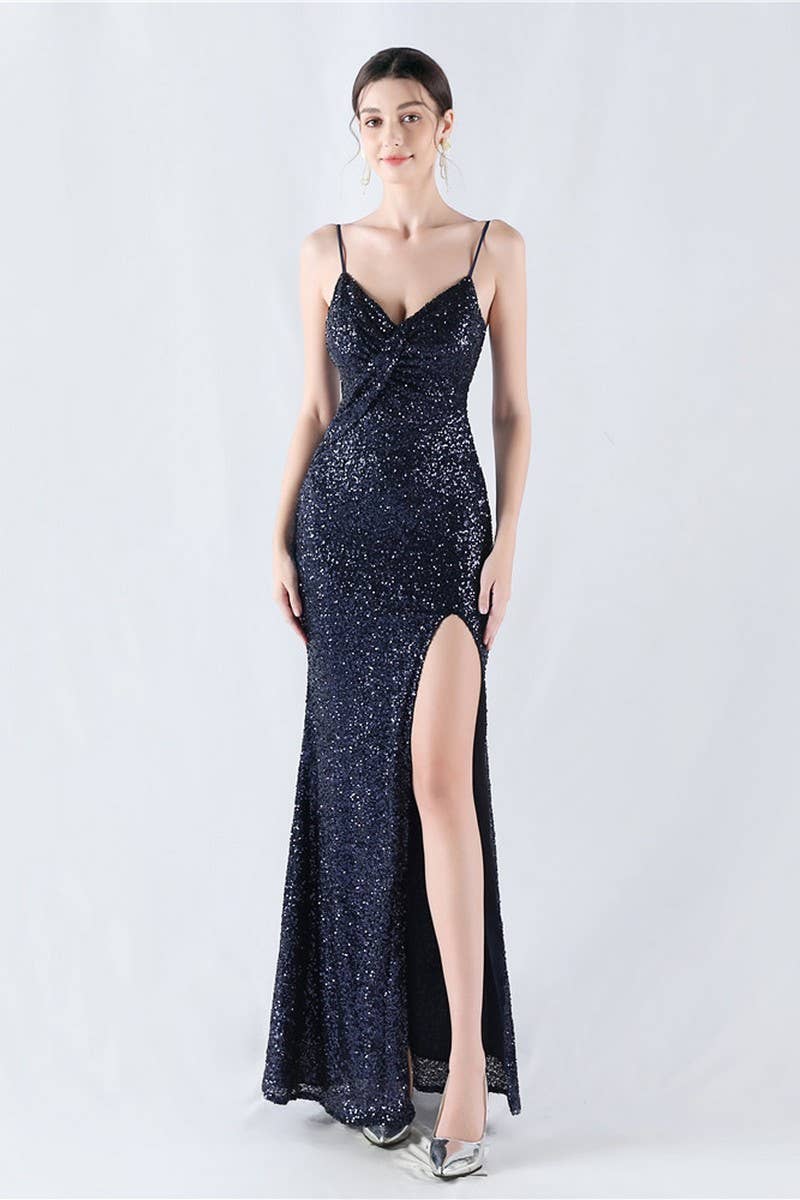 CWDMD4825_ELEGANT SEXY HIGH-SLIT SLING EVENING DRESS