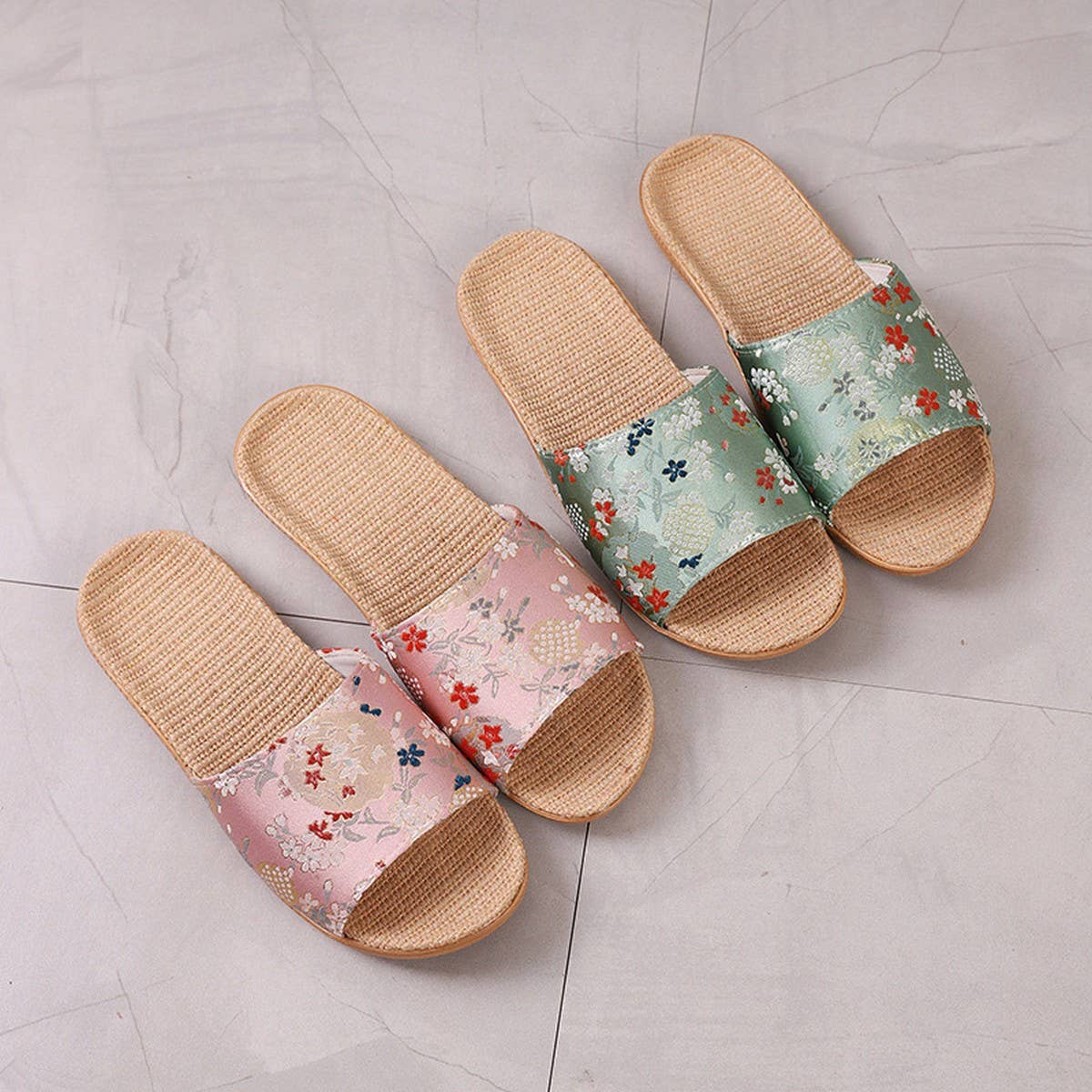 Embroidered Linen Slippers for Couples