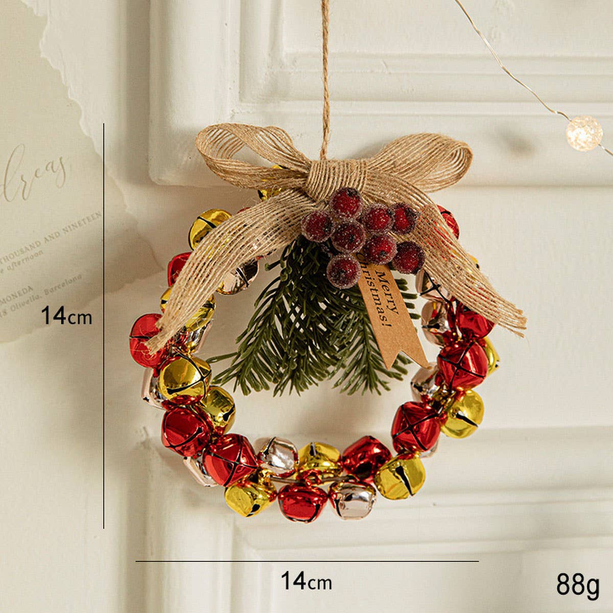 Iron Metal Christmas Bell Hanging Wreath Decor
