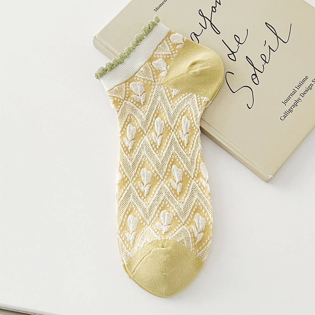 THIN HEM BOAT SOCKS PURE COTTON CRYSTAL SOCKS