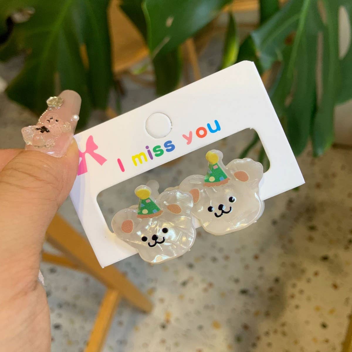 CWAHA4457_GIRL PUPPY BEAR CUTE CARTOON HAIRPIN