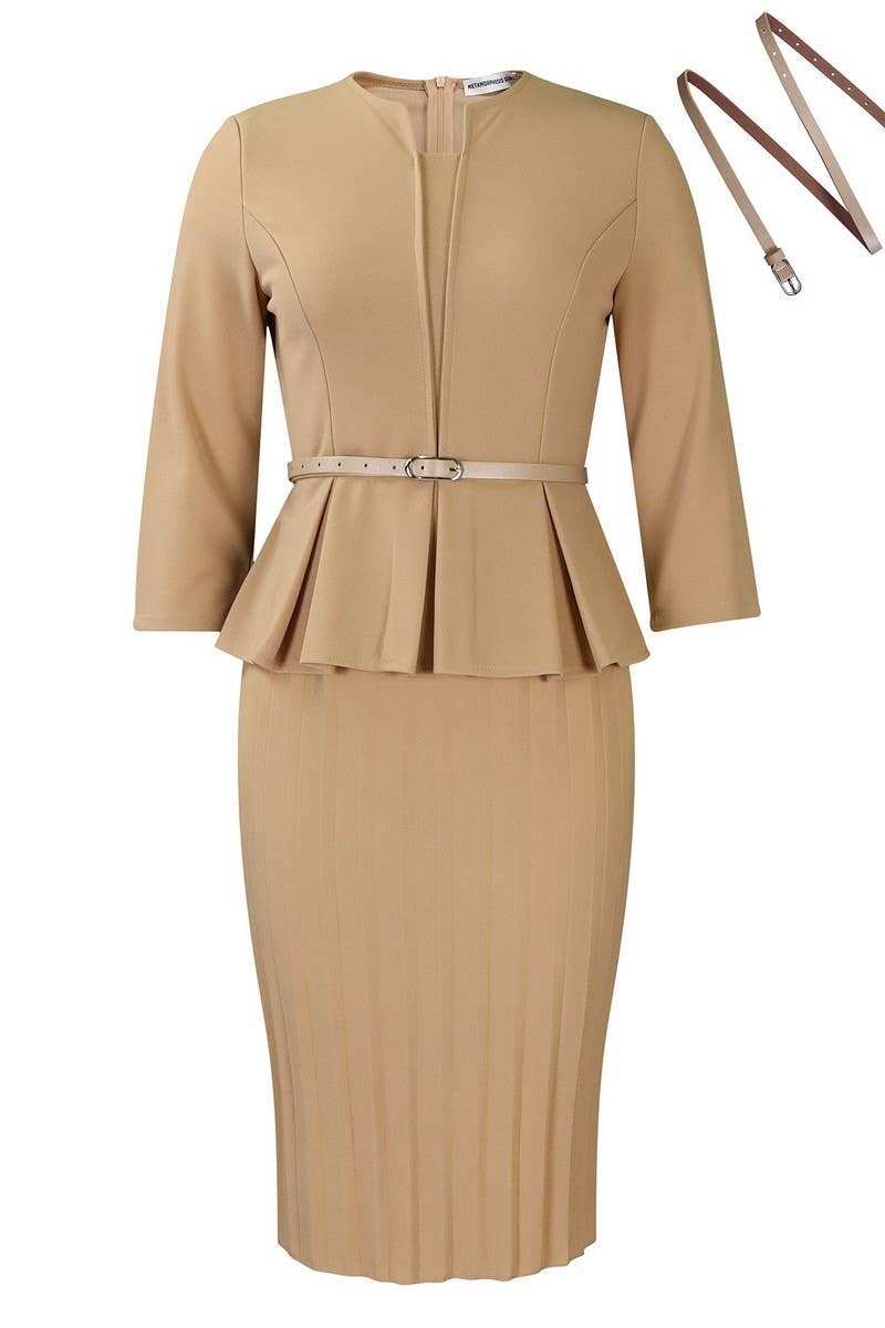 CWDMD01262_2025 WINTER WOMEN V NECK RUFFLE HIGH WAIST DRESS