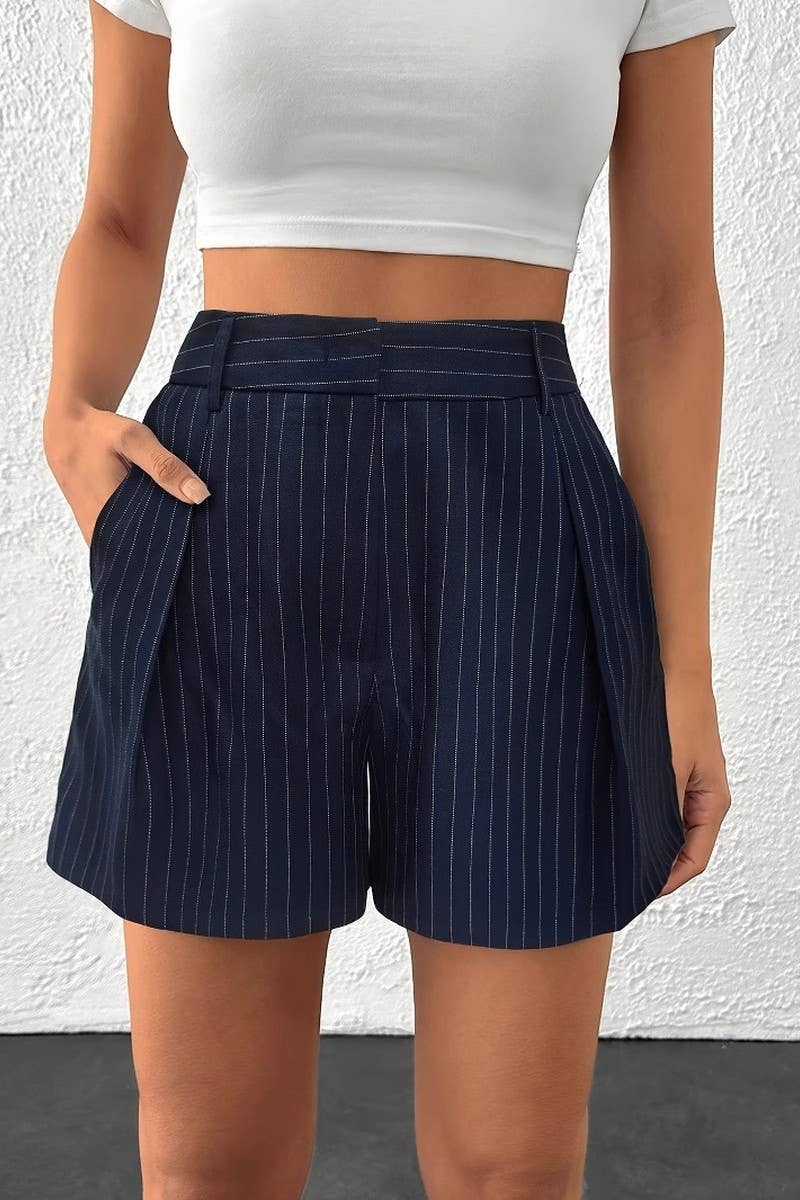 CWBSP0602_STRIPED DOUBLE-POCKET WOVEN SHORTS