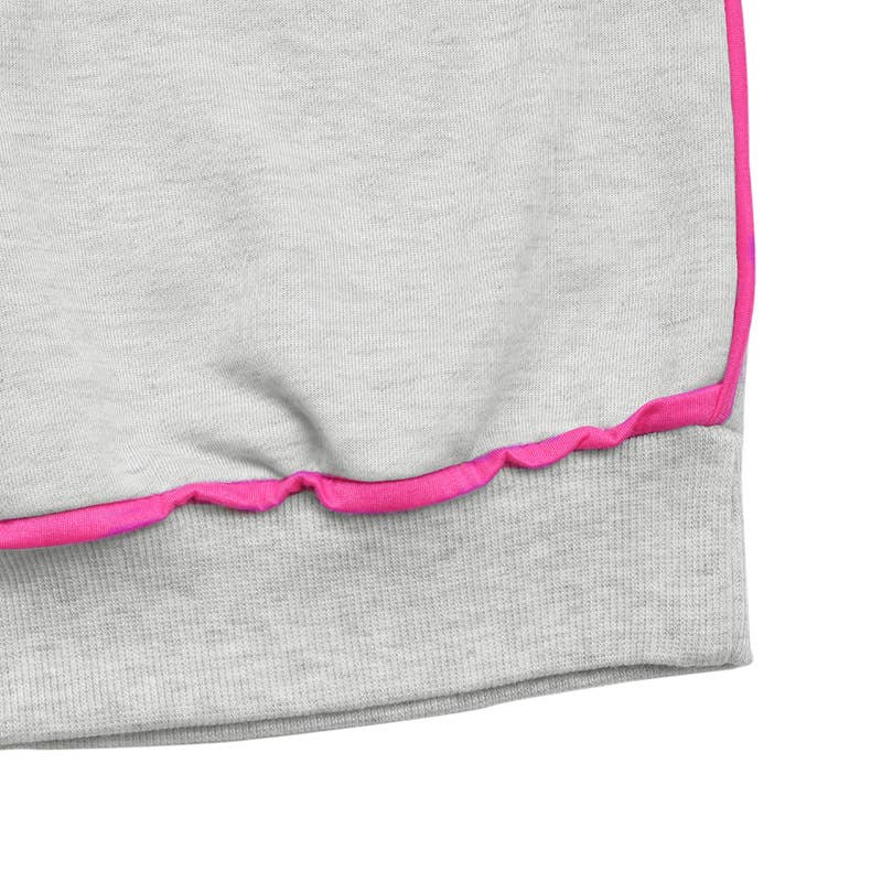 Round-neck,color-blocking loose pullover hoodie