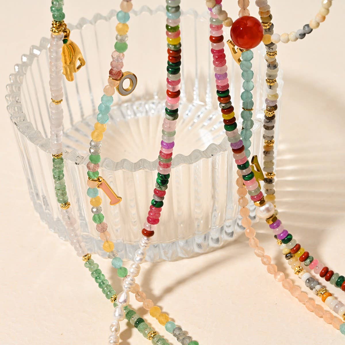 Elegant Handmade Stone Necklace with Steel Pendant