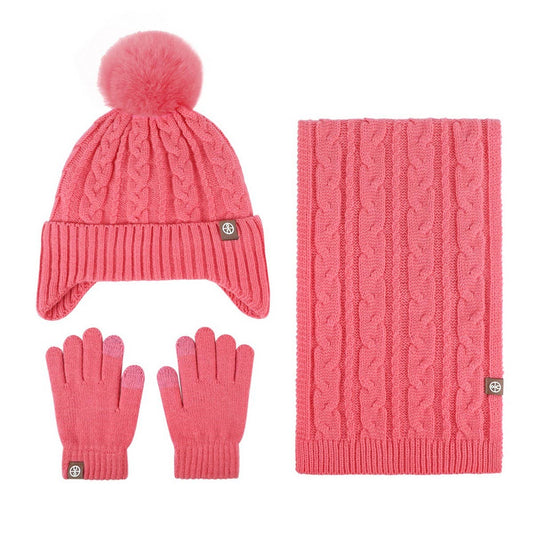 CHILDREN'S HAT SCARF AND GLOVES THREE-PIECE SET