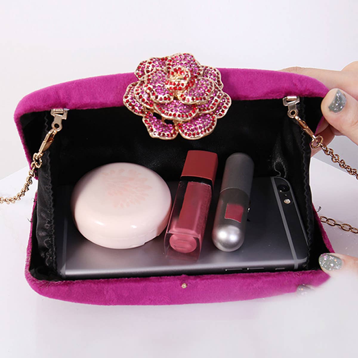 FASHION FLOWER DIAMOND SHOULDER BAG CLUTCH BAG_CWAB0601