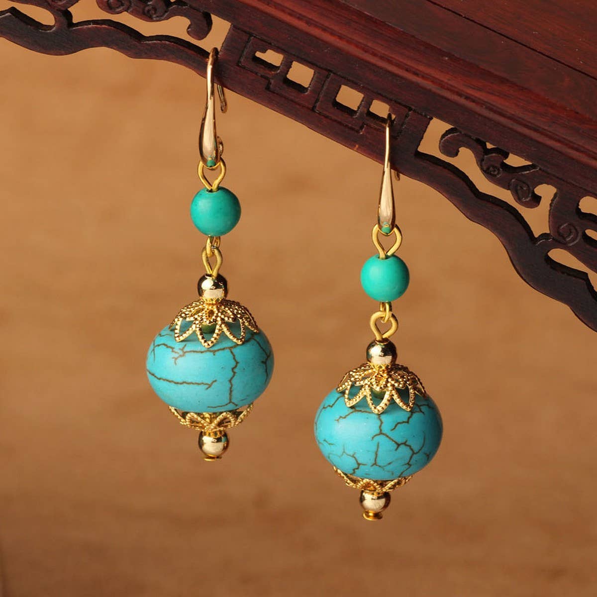 HIGH-GRADE NATURAL STONE WOVEN COLORFUL EARRINGS