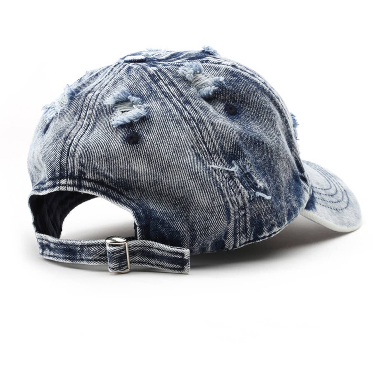 Washed Distressed White Denim Baseball Cap Outdoor_CWAH1855