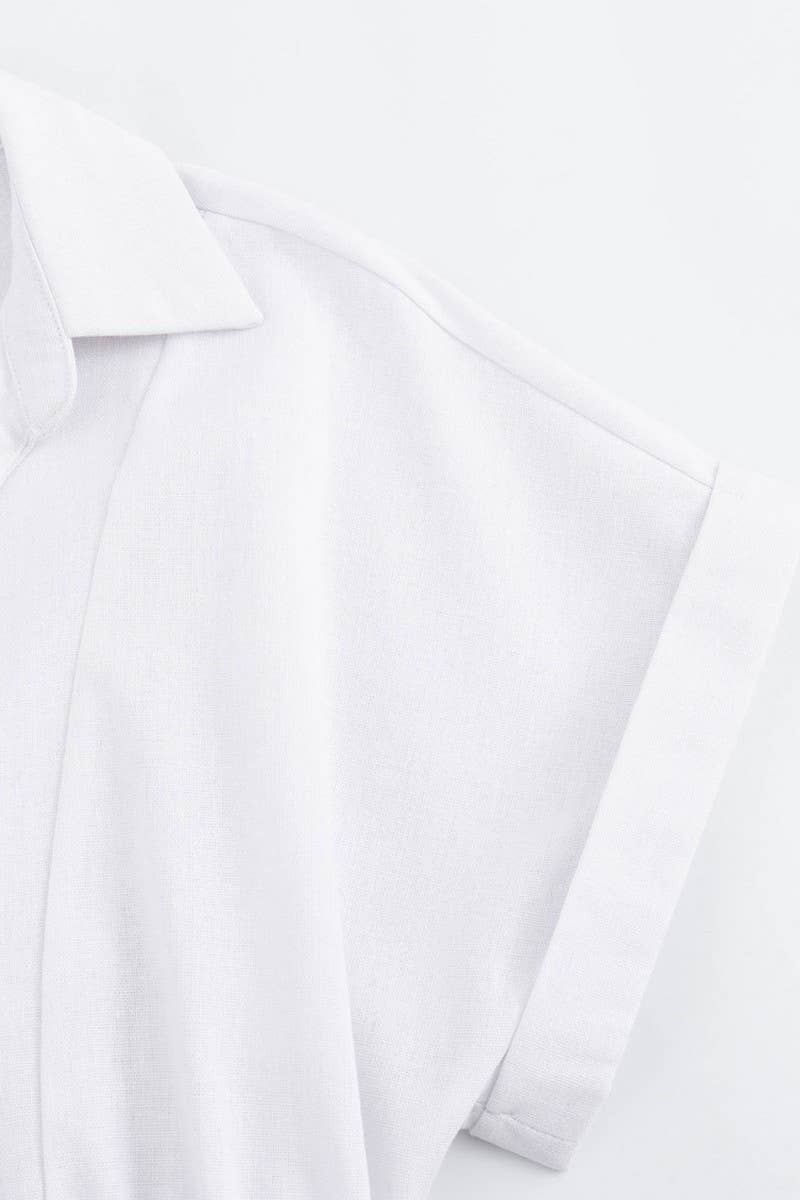 CWDMD4193_LAPEL SOLID COLOR LONG SLEEVE SHIRT LONG DRESS