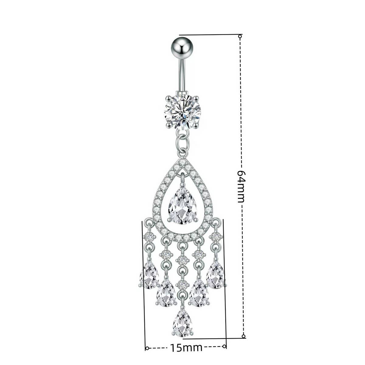 Teardrop CZ Tassel Navel Ring Belly Piercing