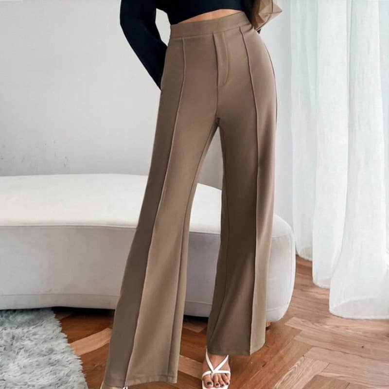 SOLID COLOR THICK DROP HIGH-WAISTED PANTS