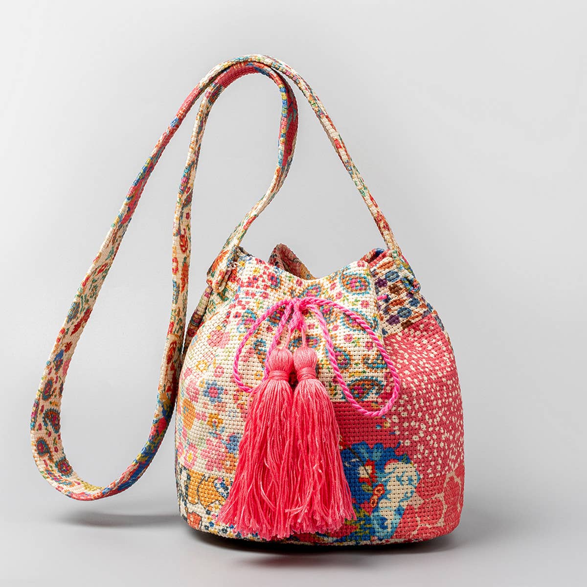 BOHEMIAN PRINT BUCKET BAG SHOULDER BAG_CWAB1995