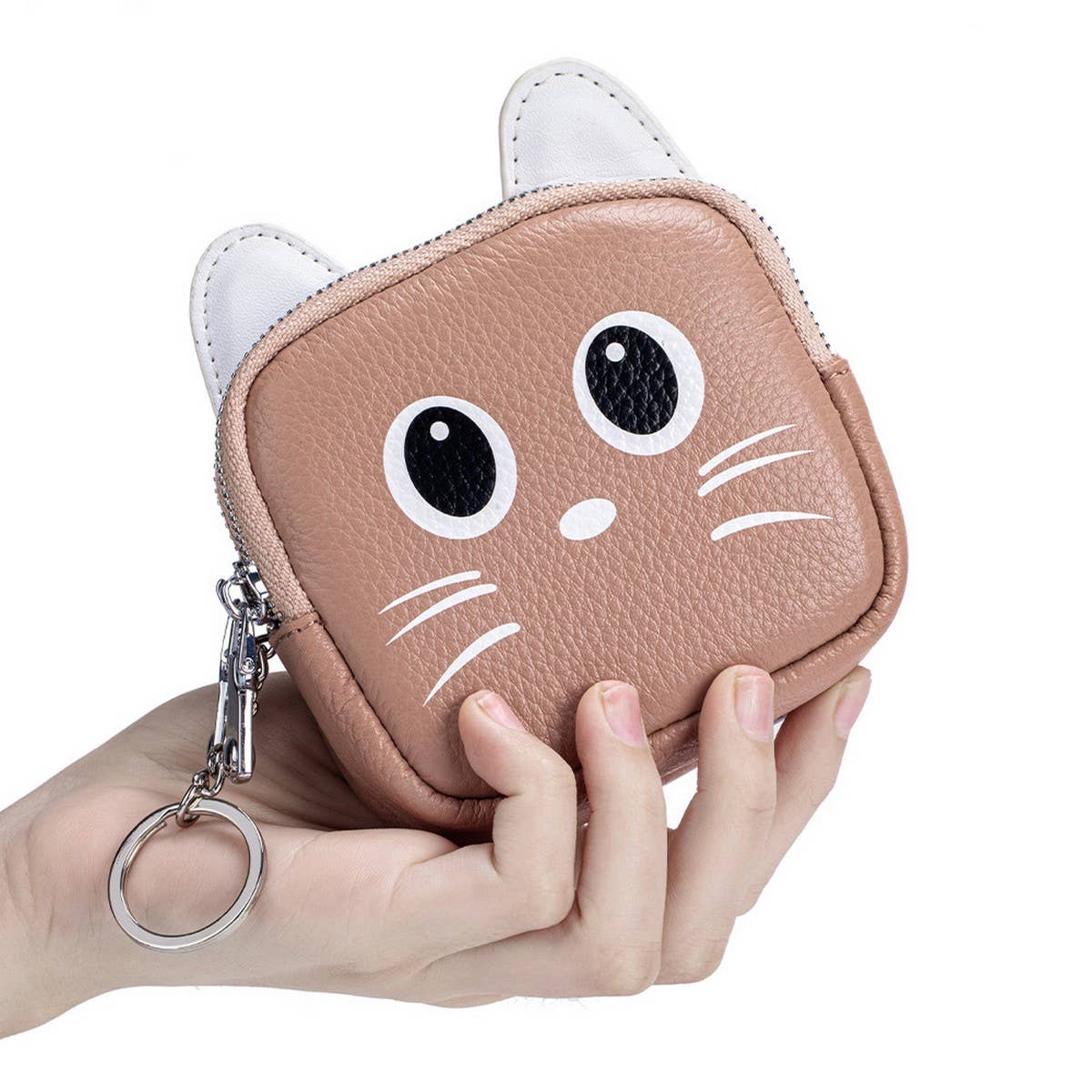 Cute Cat Leather Wallet ? Double Zipper Pouch_CUAB00383