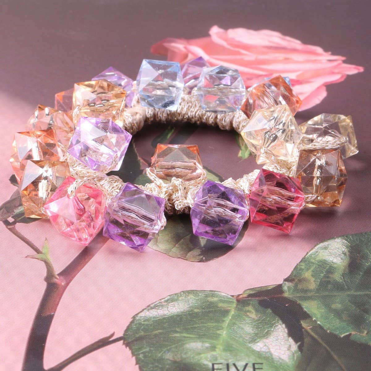 Elegant Crystal Scrunchie Fashion Hair Tie_CWAHA6864