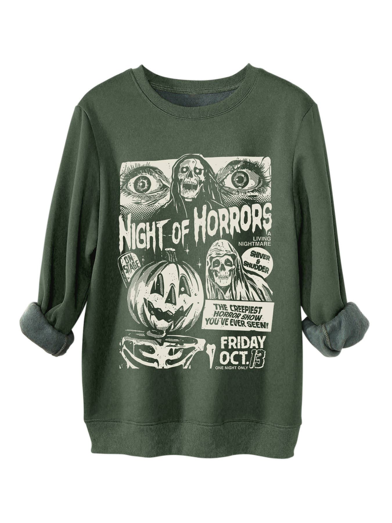 Hight of horrors Halloween print warm hoodie