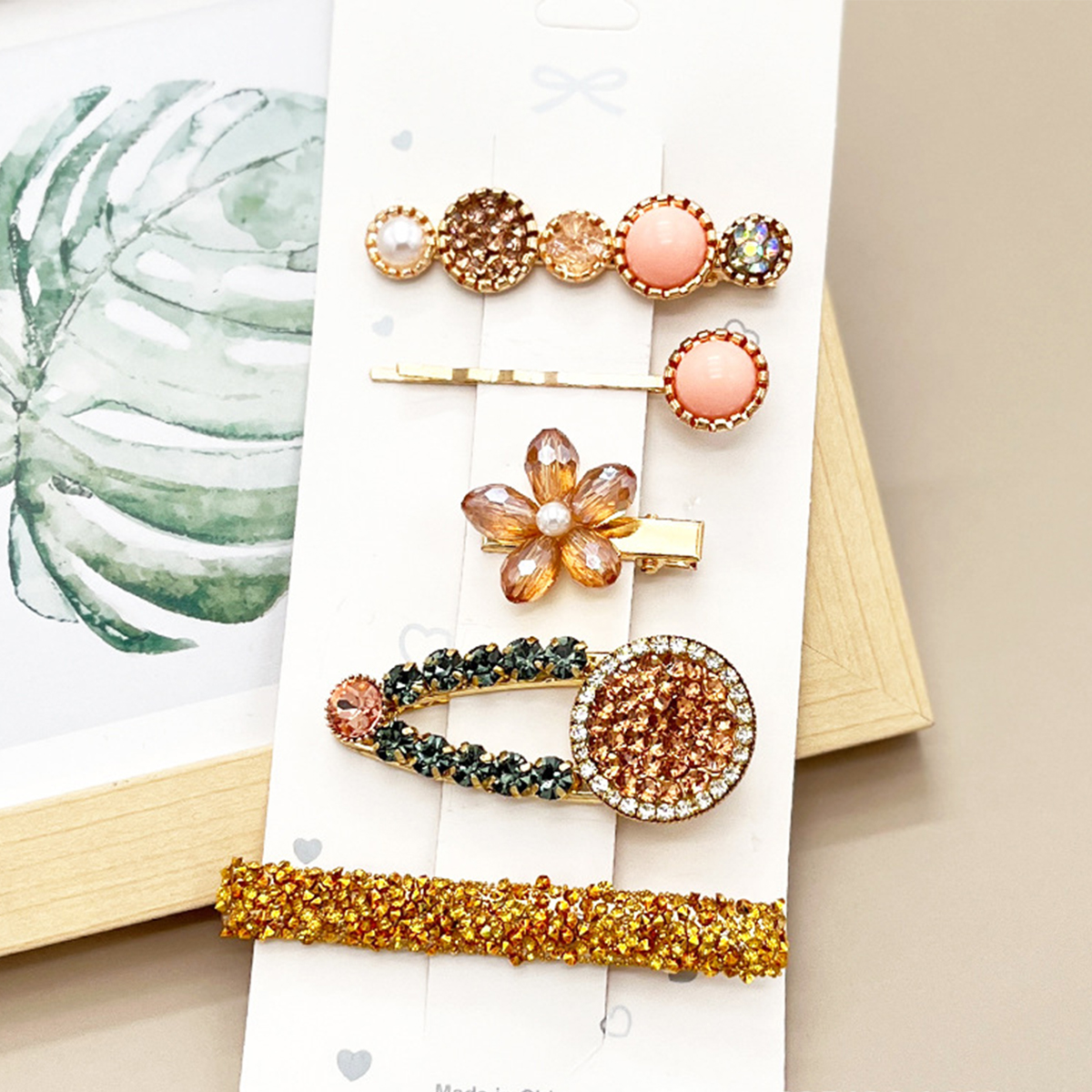 Rhinestone Pearl Hair Clip Set - Elegant Side Pin _CWAHA0159