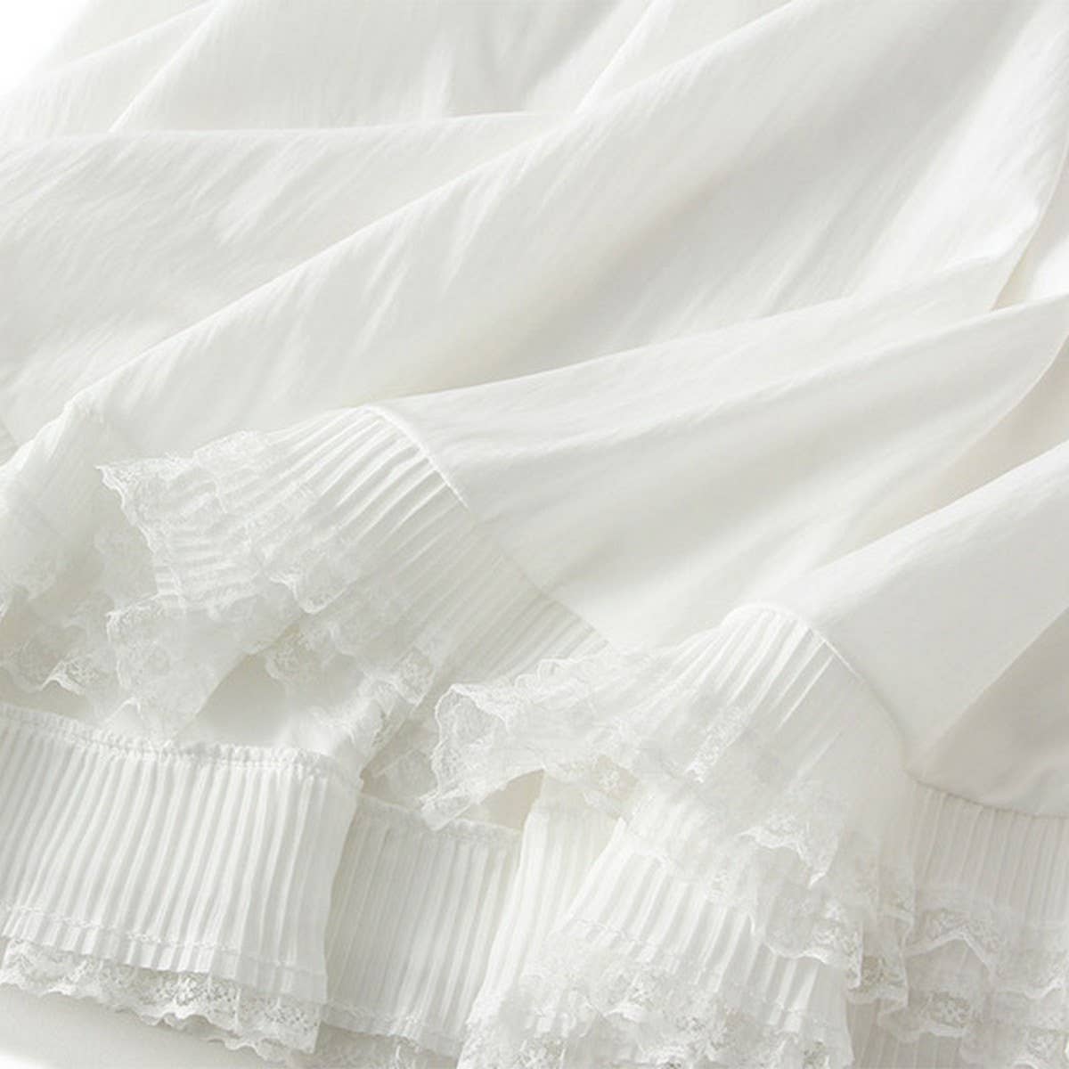 Lace Patchwork Ruffle Hem High-Waist Maxi Skirt